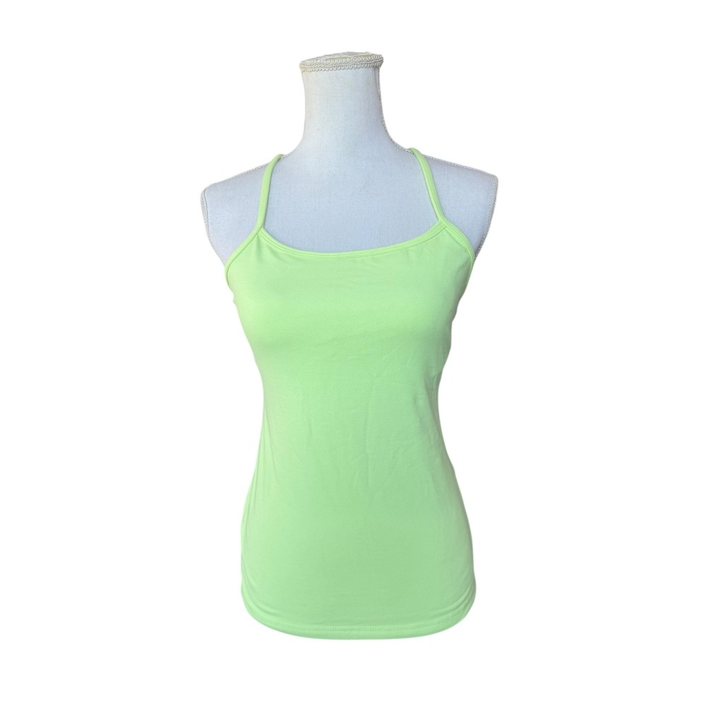 Lululemon Power Y Tank Top Lime Green Size 8‎ Built In Bra Racerback Yoga